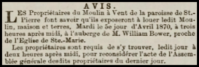 The owners of St Peter's Mill advertised it to let in this 1870 advert in Chronique de Jersey