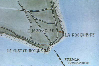 A map showing the landing area